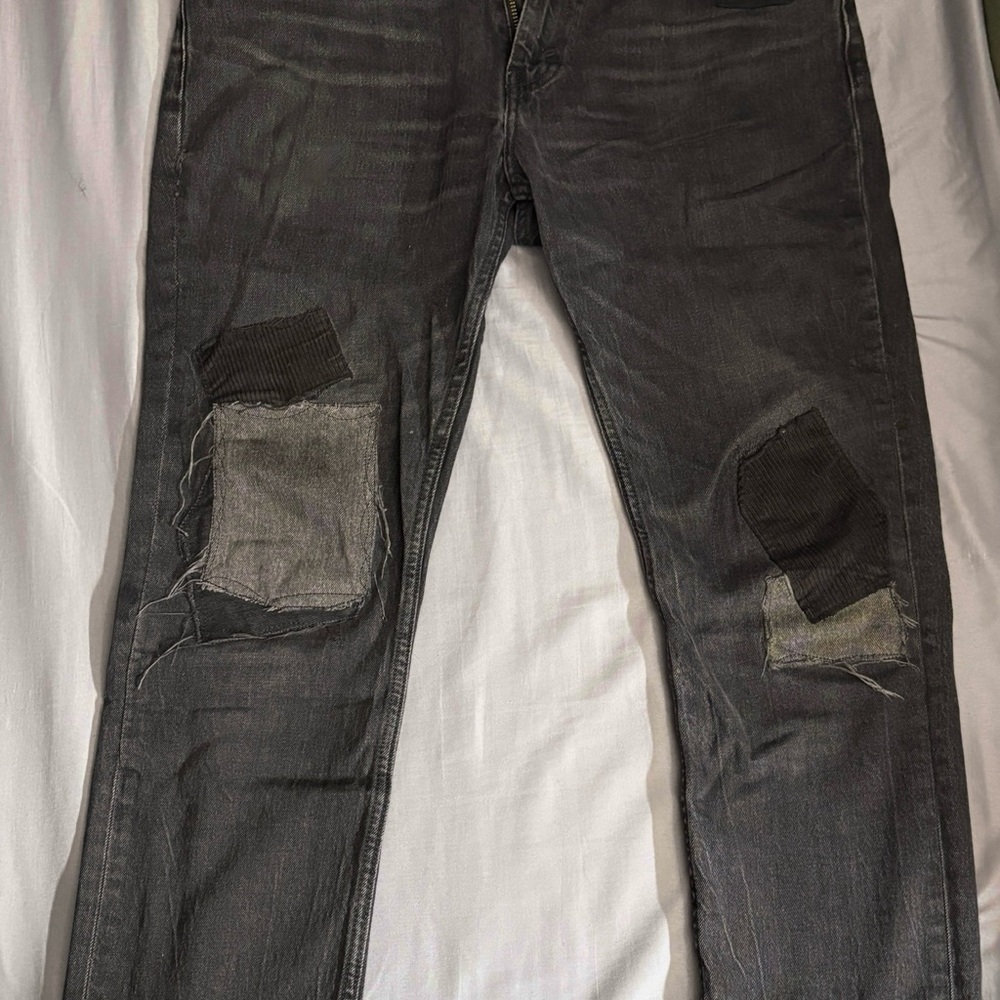 Levi's Men's Slim Fit Black Jeans with Patchwork